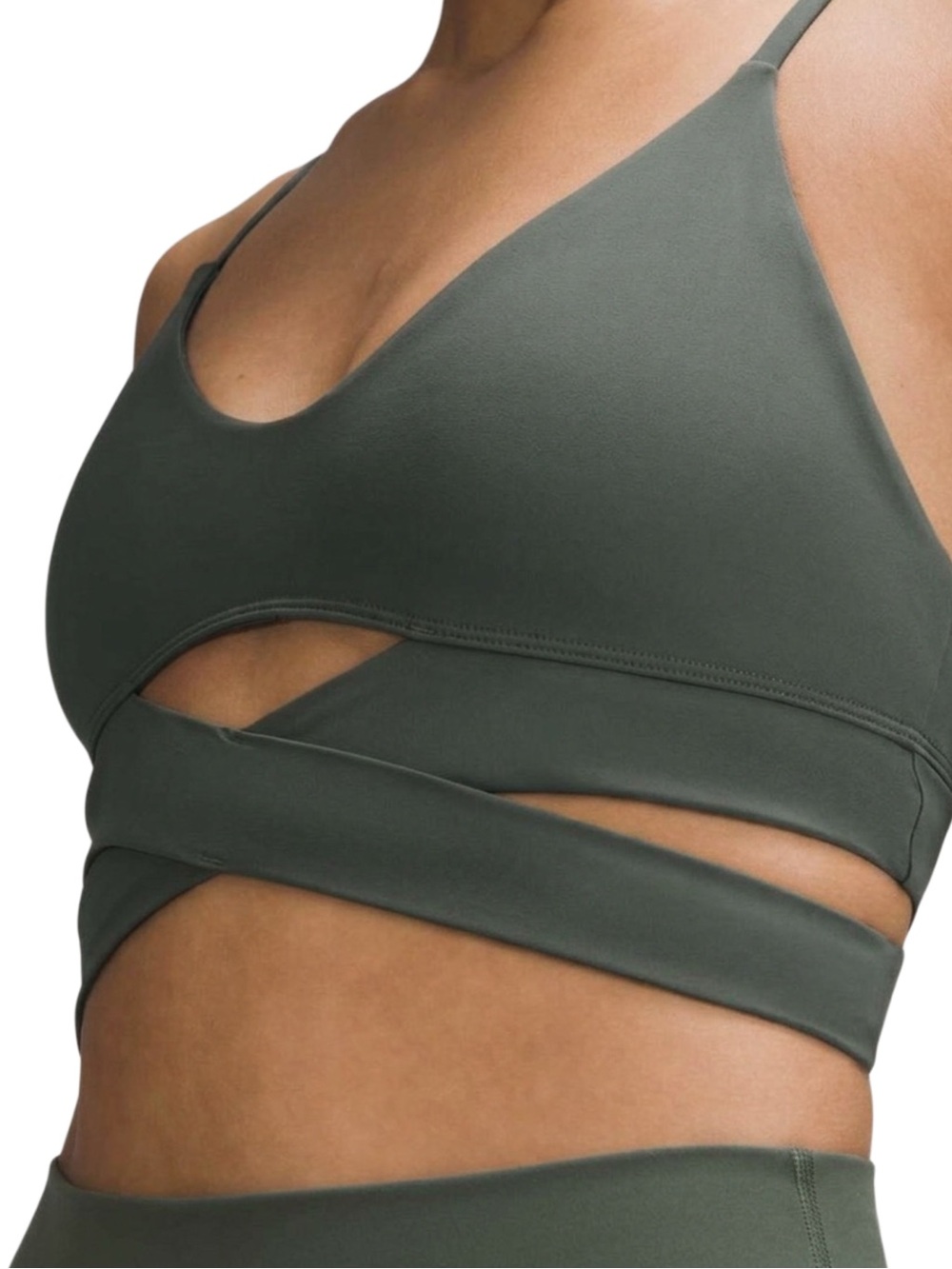 Lululemon Still Now Bra Light Support A/B Cup — Light/Gray Sage — Size 6